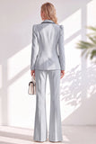 Brown Fitted Notched Lapel Long Sleeves Women Suits with Covered Button