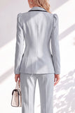 Brown Fitted Notched Lapel Long Sleeves Women Suits with Covered Button