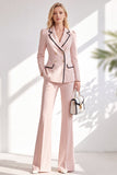 Brown Fitted Notched Lapel Long Sleeves Women Suits with Covered Button