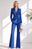Brown Fitted Notched Lapel Long Sleeves Women Suits with Covered Button