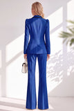 Brown Fitted Notched Lapel Long Sleeves Women Suits with Covered Button