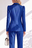 Brown Fitted Notched Lapel Long Sleeves Women Suits with Covered Button