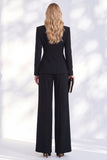 Berlin Blue Pantsuits V-Neck Ruched Long Women Suits