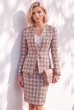 Black Fitted Long Sleeves Knee-Length Women Suits