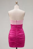 Red Orange Sweetheart Ruched Keyhole Bodycon Short Homecoming Dress