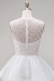 Yellow A-Line Round Neck Tiered Short Homecoming Dress with Pearls