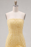 Strapless Blue Bodycon Pearls Homecoming Dress with 3D Flowers