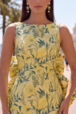 Pink Green Jacquard Bodycon Bateau Neck Floral Homecoming Dress with Large Bow