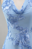 A-Line Yellow Halter Backless Short Cocktail Dress with Floral Embroidery