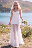 White Sheath Strapless Tulle Maxi Elopement Wedding Dress