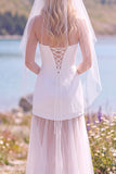 White Sheath Strapless Tulle Maxi Elopement Wedding Dress
