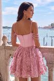 Yellow Corset Ruched Floral Spaghetti Straps A-Line Homecoming Dress with Beading
