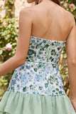 Light Green Strapless A-Line Tiered Sequins Ruffle Short Homecoming Dress