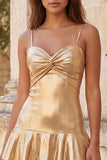 Fuchsia Metallic Ruched A-Line Tiered Spaghetti Straps Short Homecoming Dress