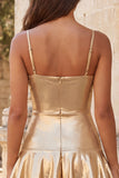 Fuchsia Metallic Ruched A-Line Tiered Spaghetti Straps Short Homecoming Dress