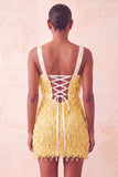 Brown Bodycon Sequins Fringed Short Homecoming Dress with Pearls