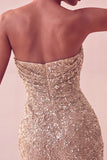 Sparkly Strapless Navy Bodycon Short Sequin Homecoming Dress