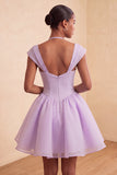 Mint Green A-Line Single Breasted Short Homecoming Dress with Cap Sleeves