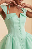 Mint Green A-Line Single Breasted Short Homecoming Dress with Cap Sleeves
