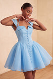 Mint Green A-Line Single Breasted Short Homecoming Dress with Cap Sleeves