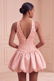 Sky Blue A-Line V-Neck Short Homecoming Dress