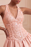 Sky Blue A-Line V-Neck Short Homecoming Dress