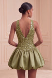 Sky Blue A-Line V-Neck Short Homecoming Dress