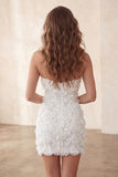 Ivory Sweetheart Short Bodycon Homecoming Dress with Sequins