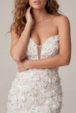 Ivory Sweetheart Short Bodycon Homecoming Dress with Sequins