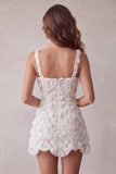 Ivory A-Line Square Neck Short Homecoming Dress with Sequins