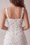 Ivory A-Line Square Neck Short Homecoming Dress with Sequins