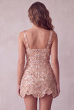 Sparkly Ivory A-Line Square Neck Short Cocktail Dress with Sequins