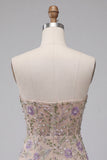 Sweetheart Dusty Sage Bodycon Floral Sheer Corset Short Homecoming Dress with Beading
