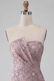 Strapless Bodycon Pearl Floral Ruched Short Homecoming Dress with Beading