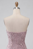 Strapless Bodycon Pearl Floral Ruched Short Homecoming Dress with Beading