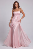 Light Pink Spaghetti Straps A-Line Long Formal Dress
