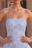 Blue Bodycon Ruffled Spaghetti Straps Short Homecoming Dress