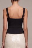 Black and White Mermaid Square Neck Sequins Long Formal Dress