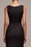Black Cowl Neck Mermaid Sleeveless Long Formal Dress