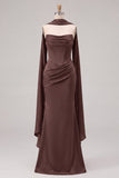 Mermaid Sage Strapless Corset Ruched Long Bridesmaid Dress with Lace Up Back
