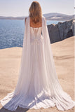 Strapless White Basque Waist Corset A-Line Long Wedding Dress