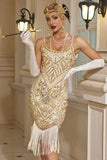 Sparkly Sequins Bodycon Midi 1920s Dress with Fringe Hem