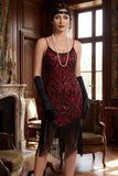 Sparkly Sequins Bodycon Midi 1920s Dress with Fringe Hem