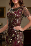 Great Gatsby Party Short Sleeves Sequin 1920s Flapper Dress