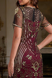 Great Gatsby Party Short Sleeves Sequin 1920s Flapper Dress