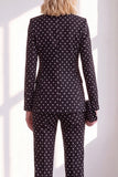 Black Polka Dots Pantsuits Peak Lapel Women Wedding Suits with Bow