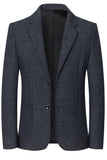 Navy Notch Lapel Single Breasted Men's Prom Blazer Jacket