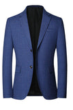 Blue Single Breasted Notch Lapel Men's Blazer Jacket