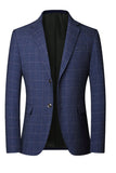 Blue Single Breasted Notch Lapel Men's Blazer Jacket
