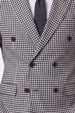 Black Double Breasted Notched Lapel Men's Blazer